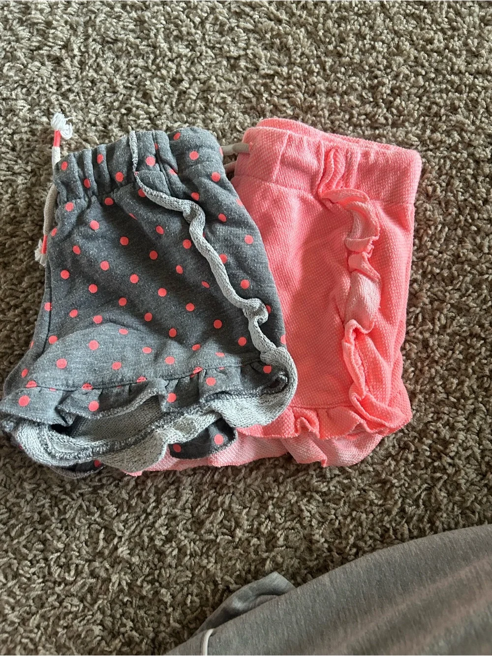 Girls' Pink and Gray Ruffle Shorts - Cute Polka Dot and Solid Styles